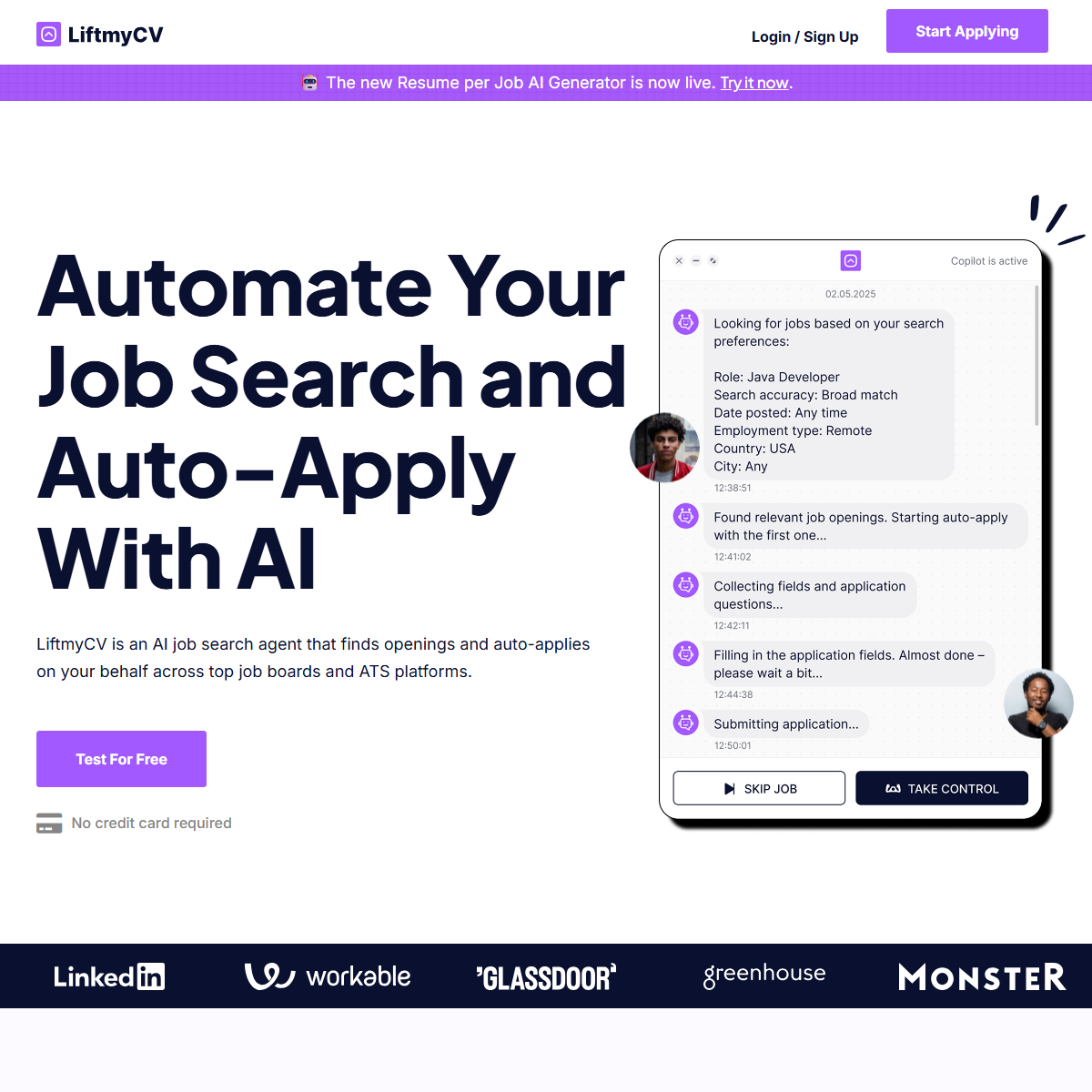 LiftmyCV - personal assistant Tool Screenshot