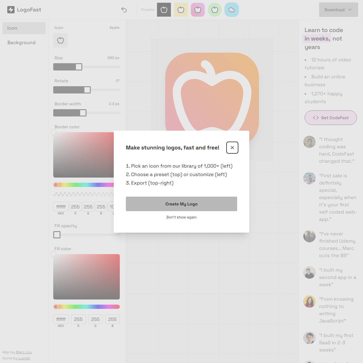 LogoFast - logo generator Tool Screenshot