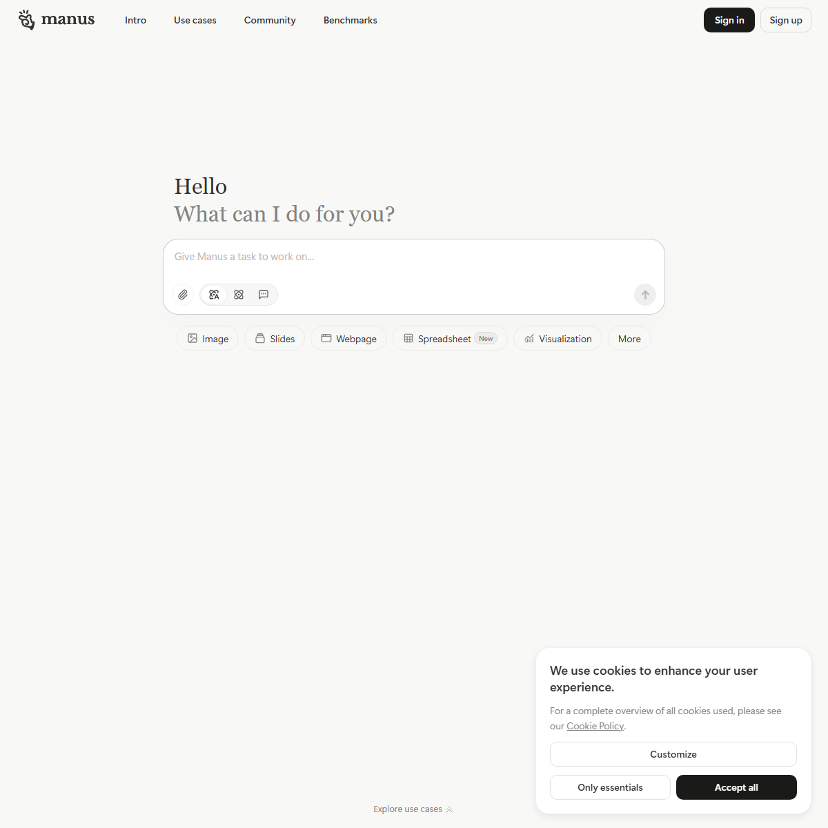 Manus - AI agents Tool Screenshot