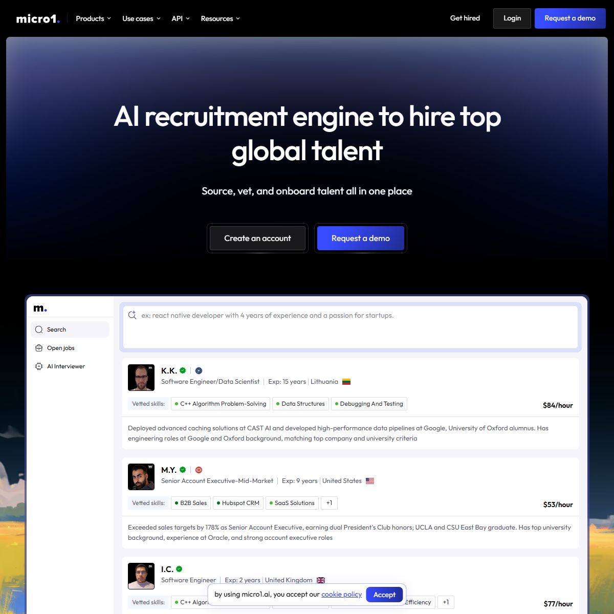 micro1 - human resources Tool Screenshot