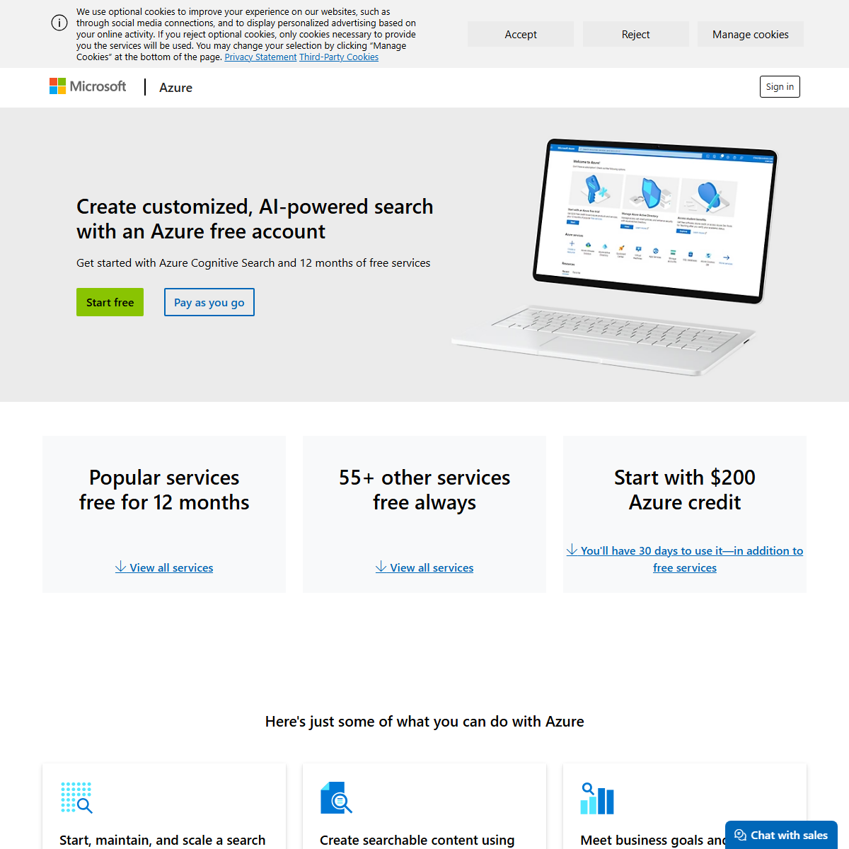 Microsoft Azure - low-code/no-code Tool Screenshot