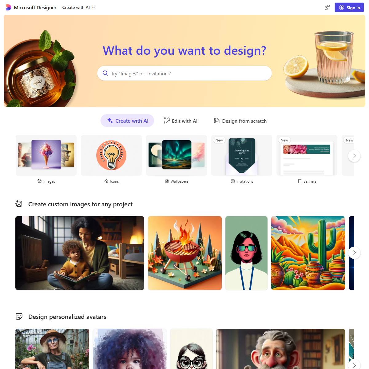 Microsoft Designer - design generators Tool Screenshot