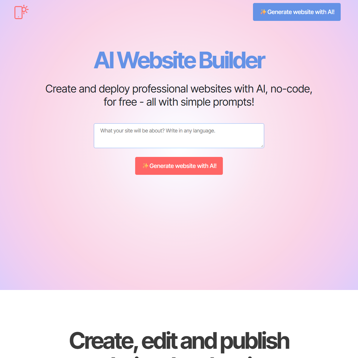 Mobirise AI Website Builder - website builders Tool Screenshot