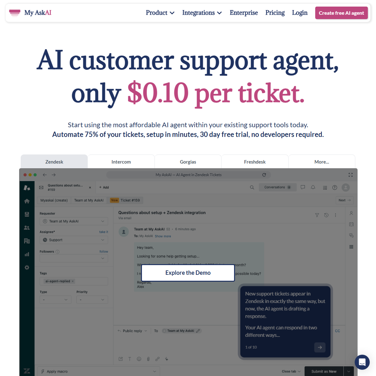 My AskAI - customer support Tool Screenshot