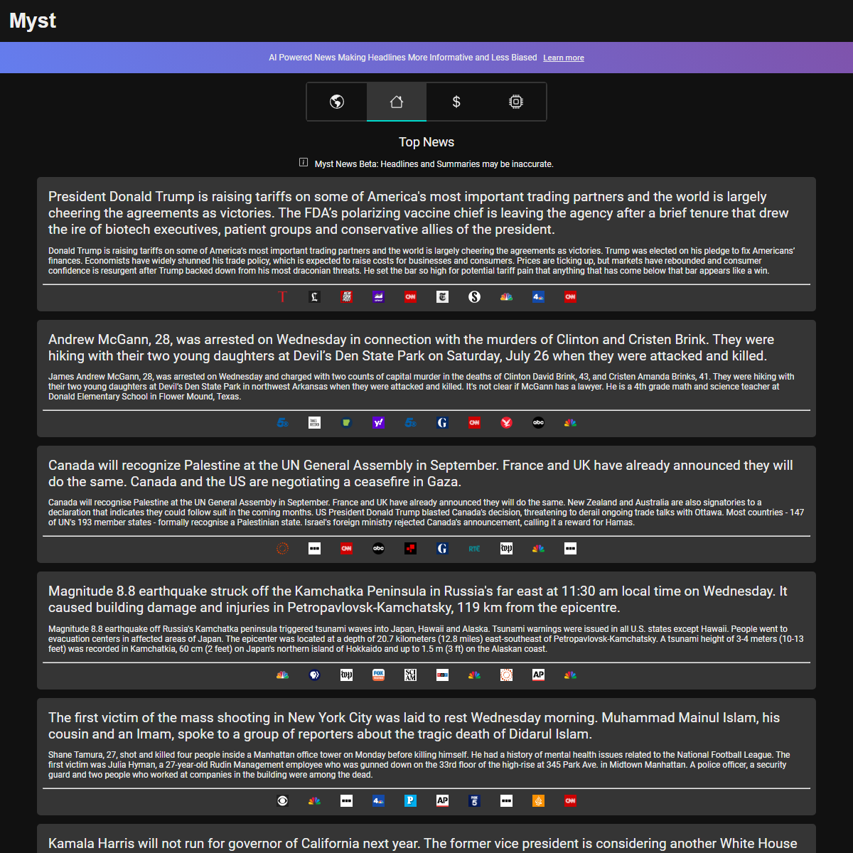 Myst News - personal assistant Tool Screenshot