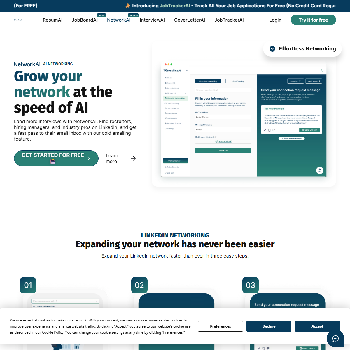NetworkAI - personal assistant Tool Screenshot