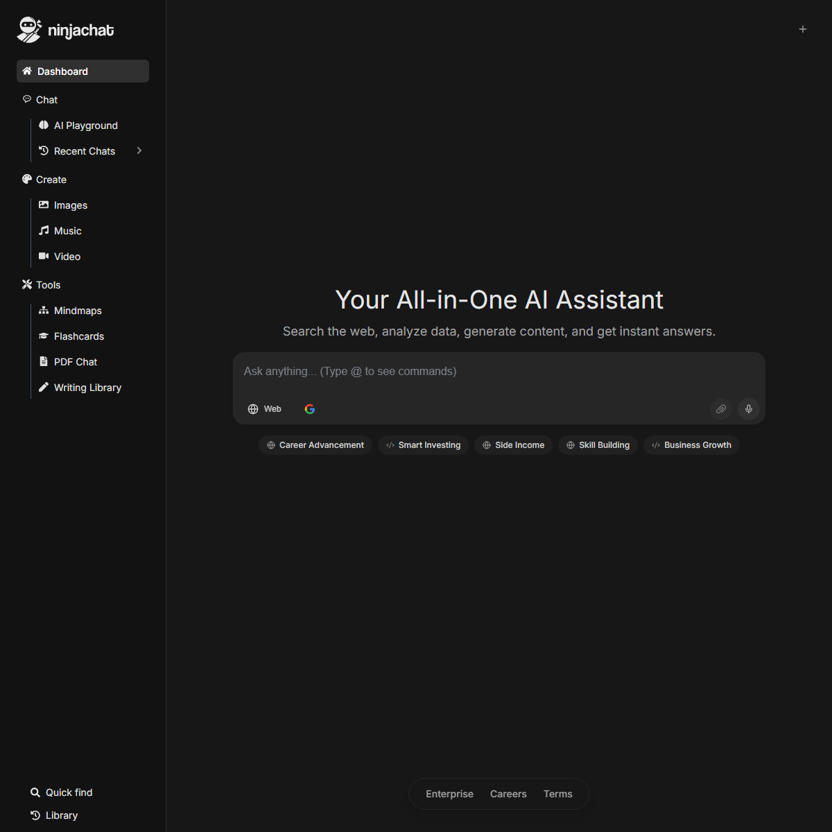 Ninjachat AI - writing generators Tool Screenshot