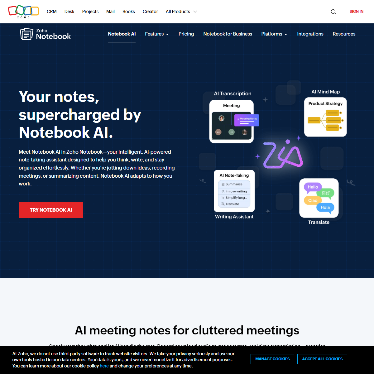 Notebook AI - personal assistant Tool Screenshot