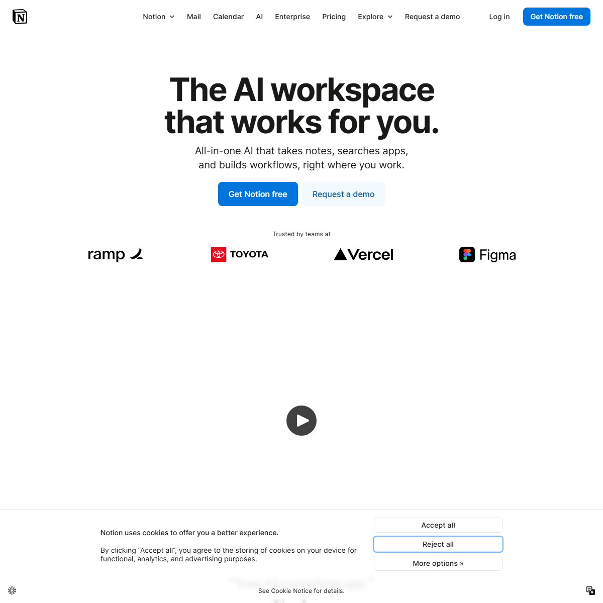 Notion AI - writing generators Tool