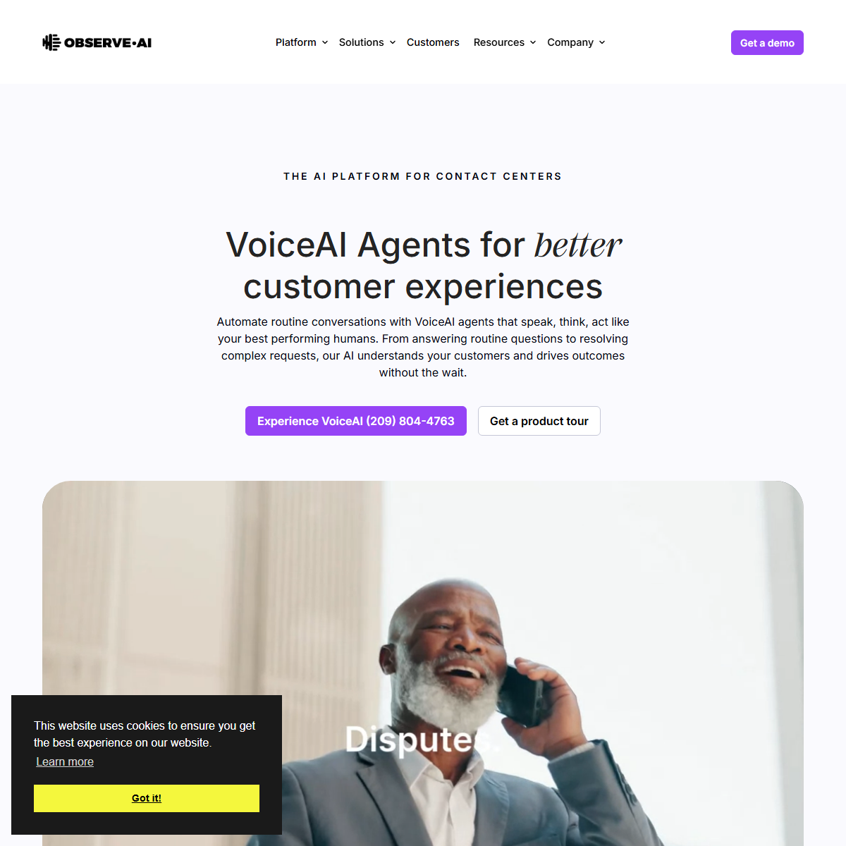 Observe.AI - customer support Tool Screenshot