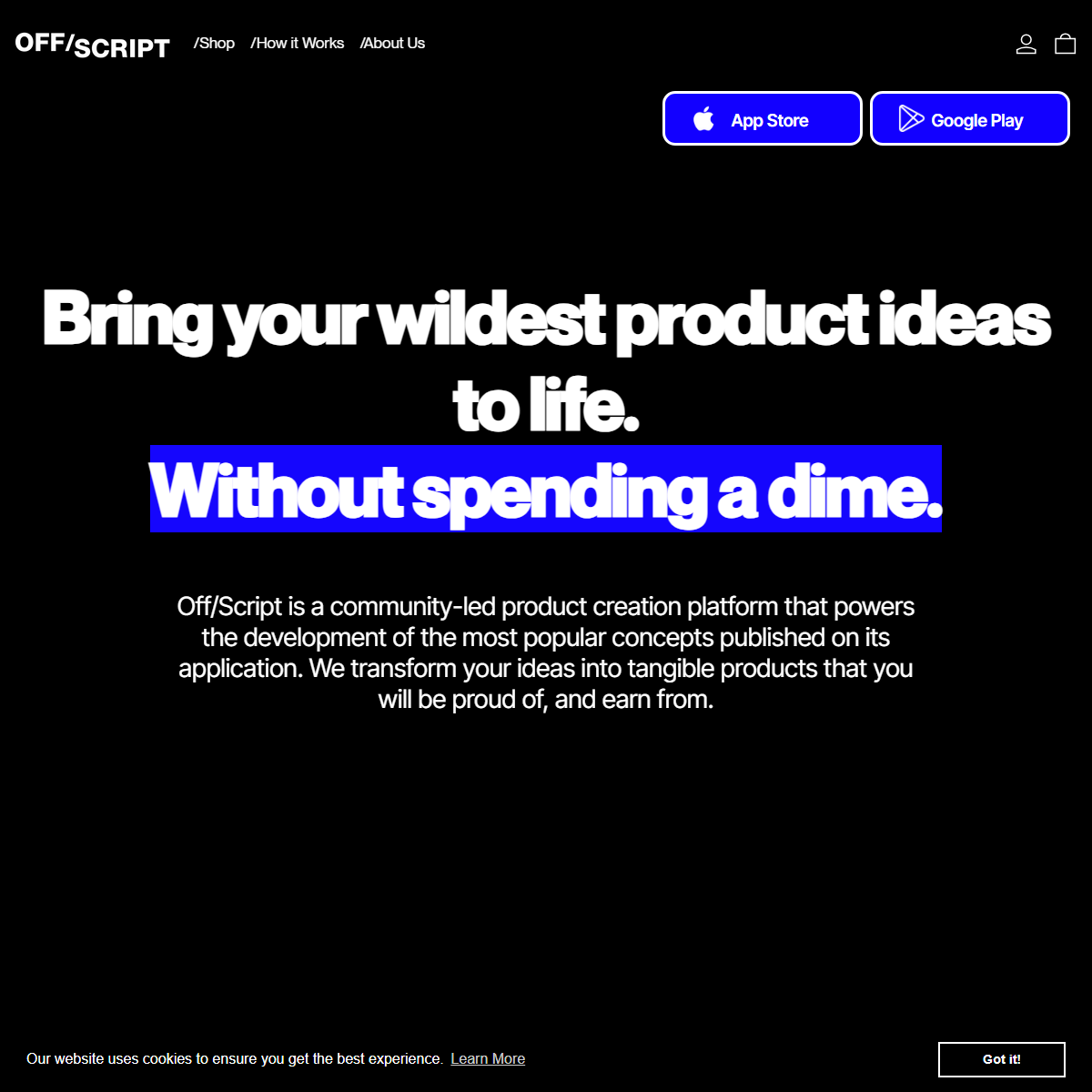 Off/Script - design generators Tool Screenshot