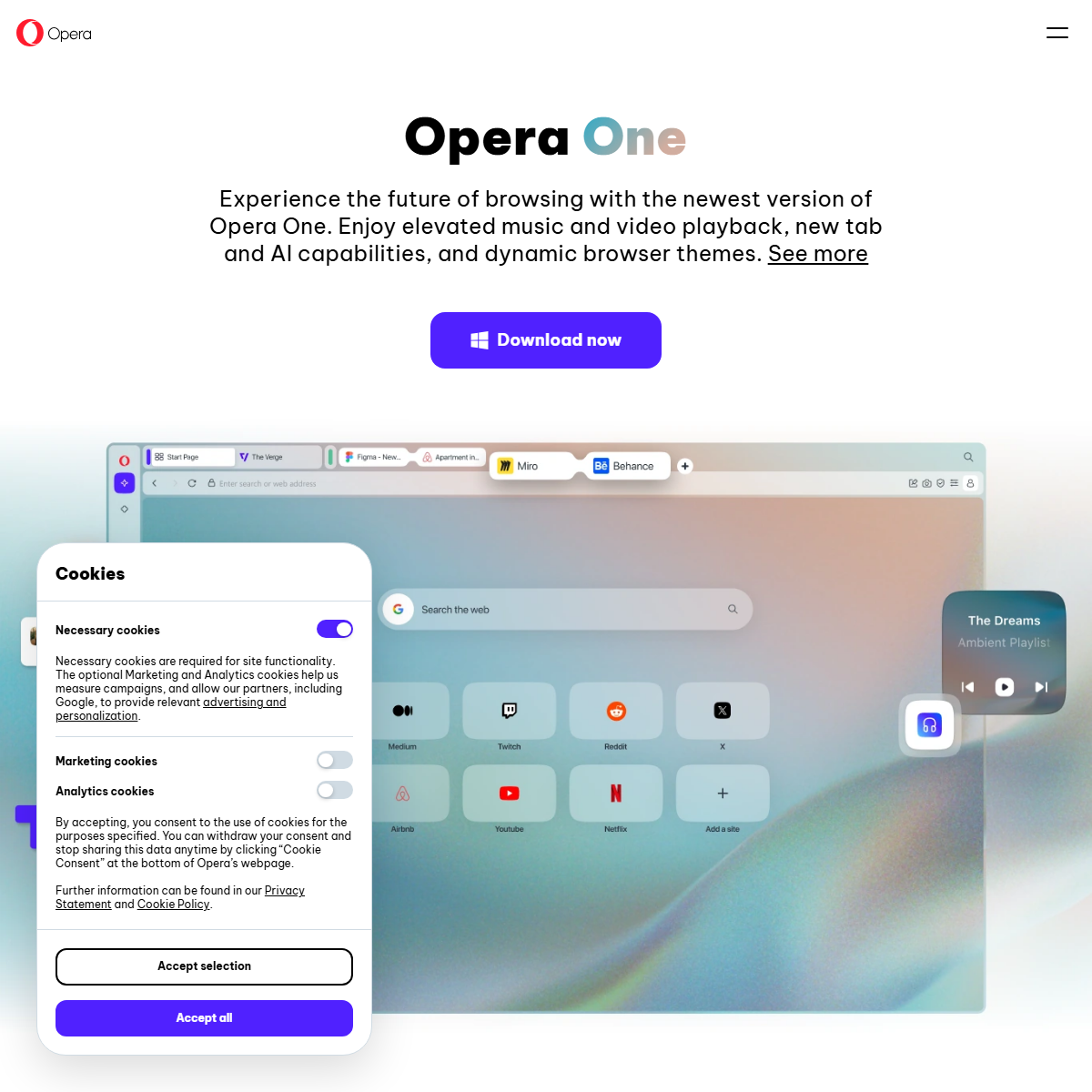Opera One Browser - search engine Tool Screenshot