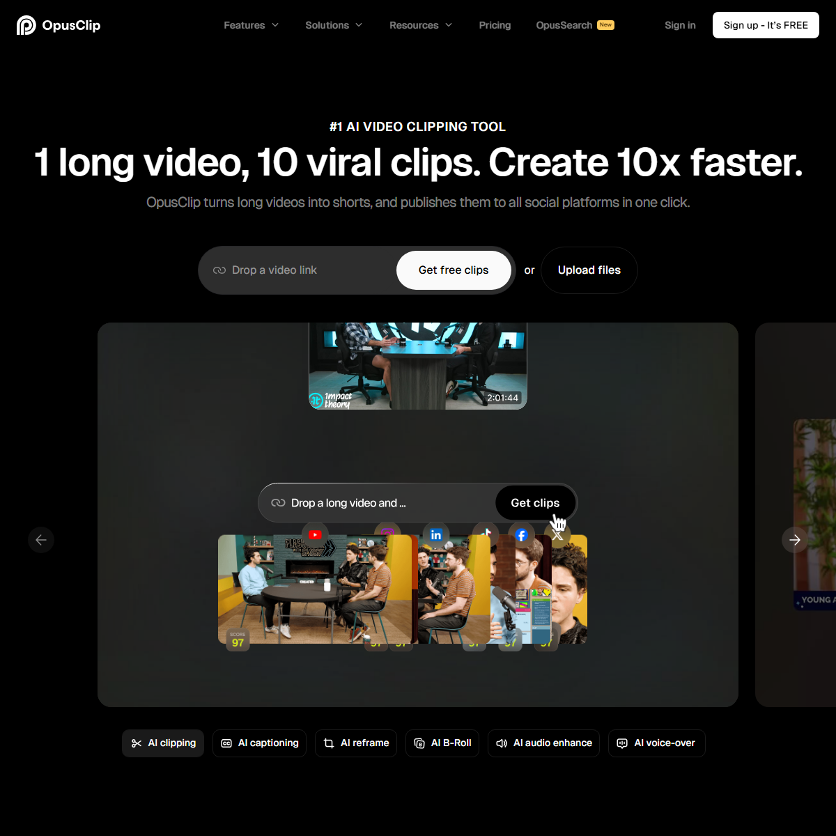 Opus Clip - video editing Tool Screenshot