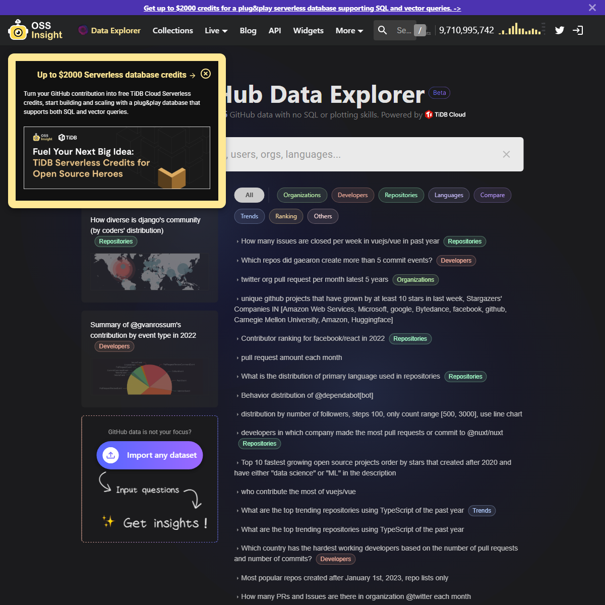 OSS Insight - SQL Tool Screenshot