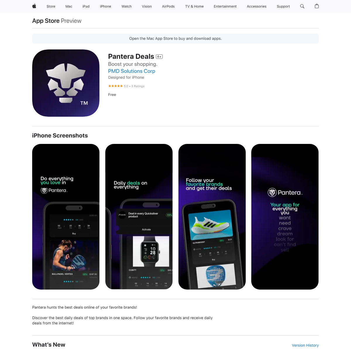 Pantera Deals - search engine Tool Screenshot