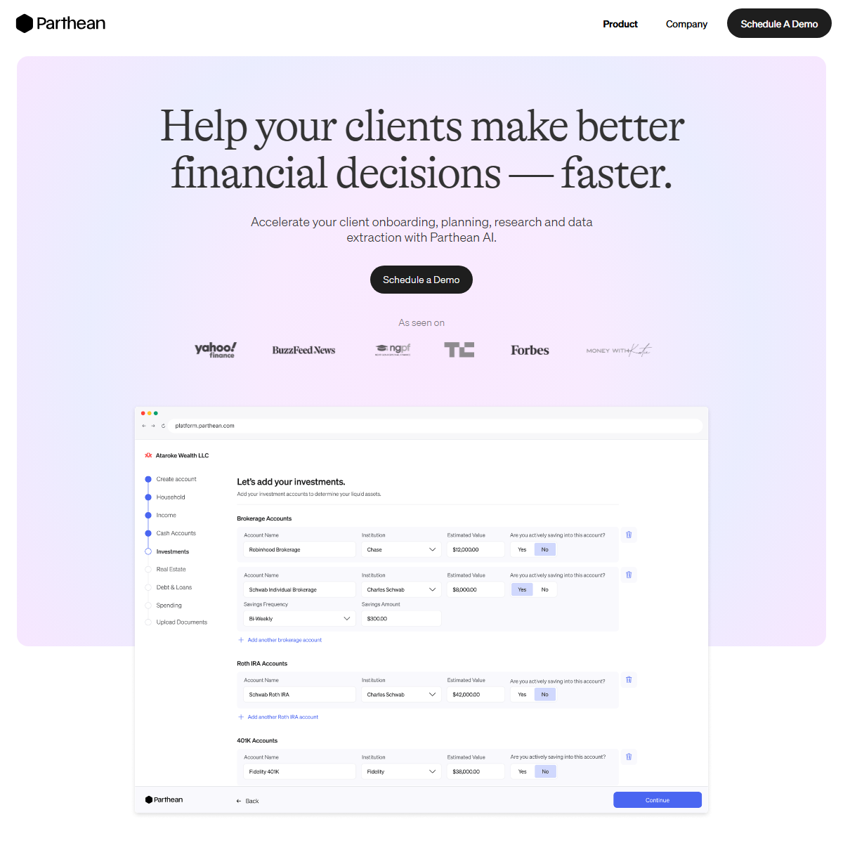 Parthean - finance Tool Screenshot