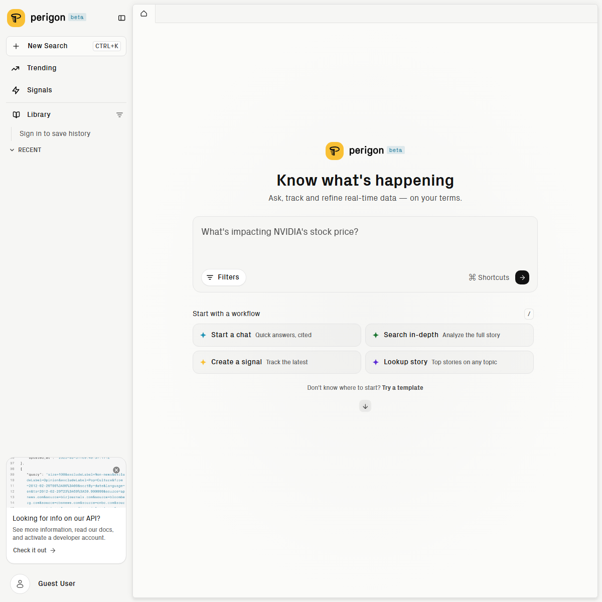 Perigon - finance Tool Screenshot