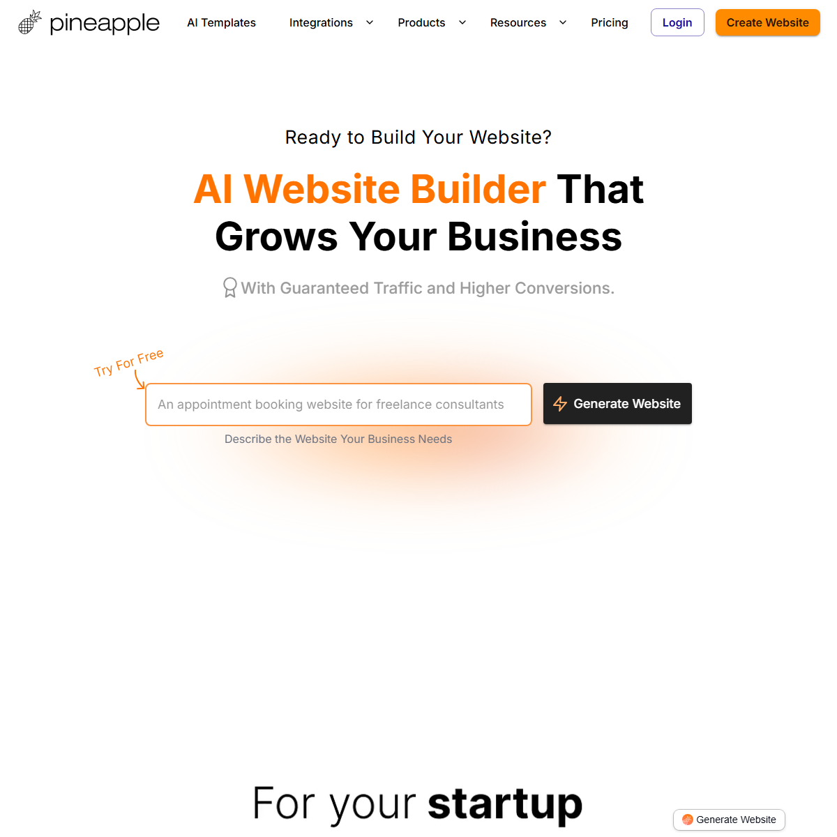 Pineapple Builder - website builders Tool Screenshot