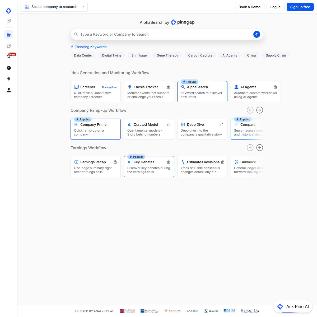 PineGap - finance Tool Screenshot
