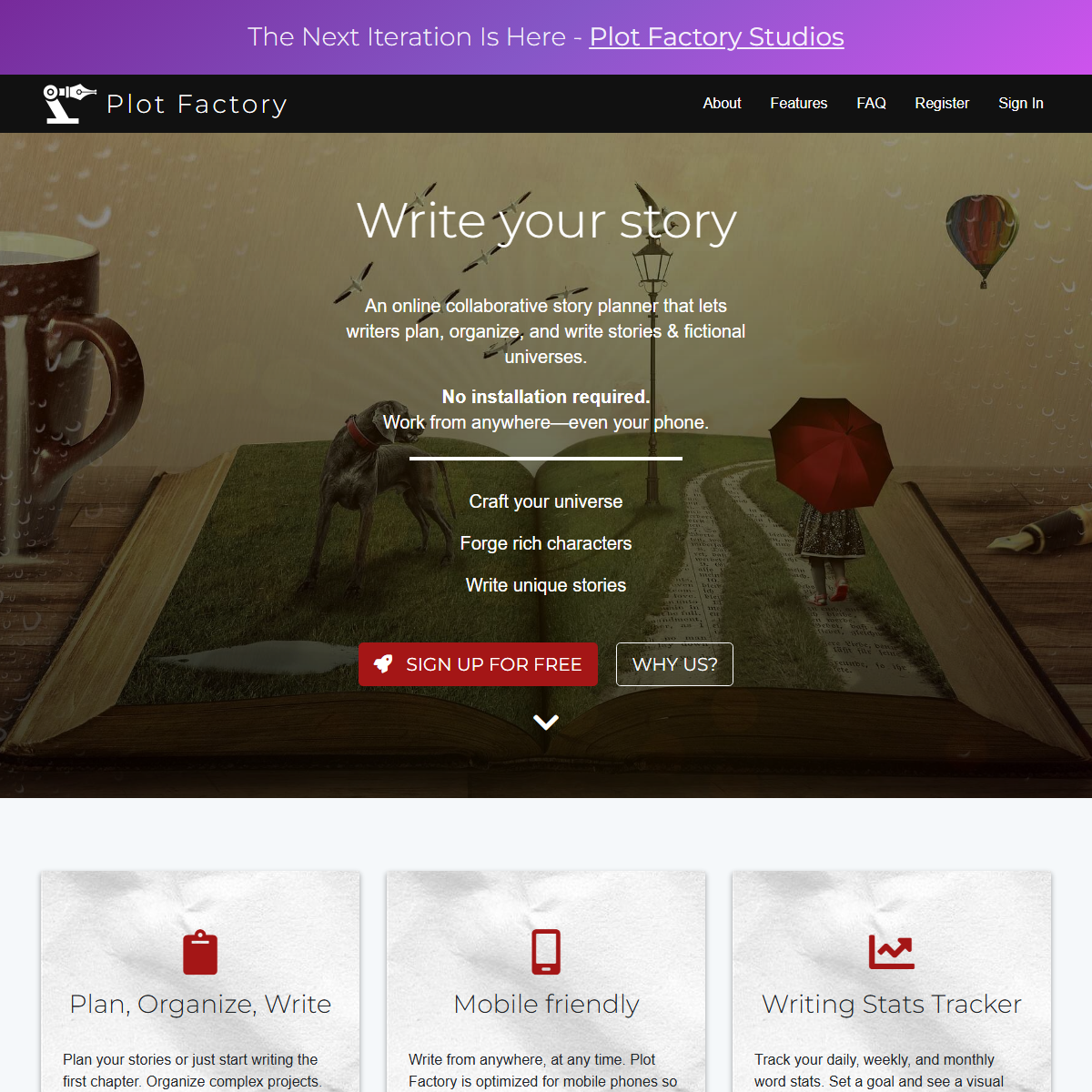Plot Factory - storyteller Tool Screenshot