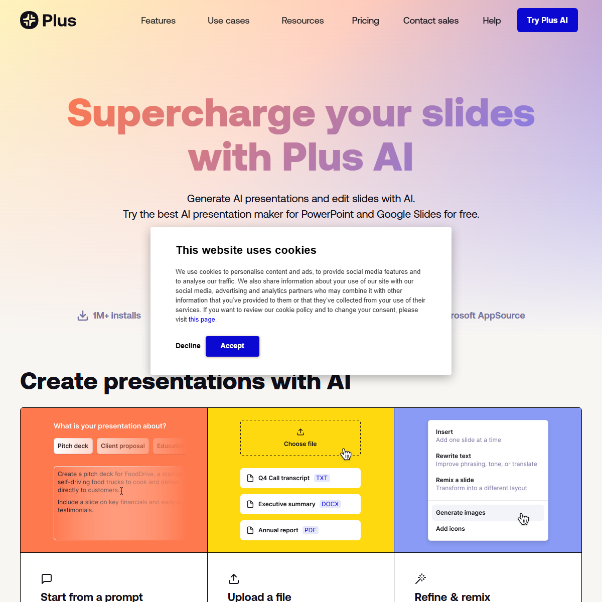Plus AI - presentations Tool