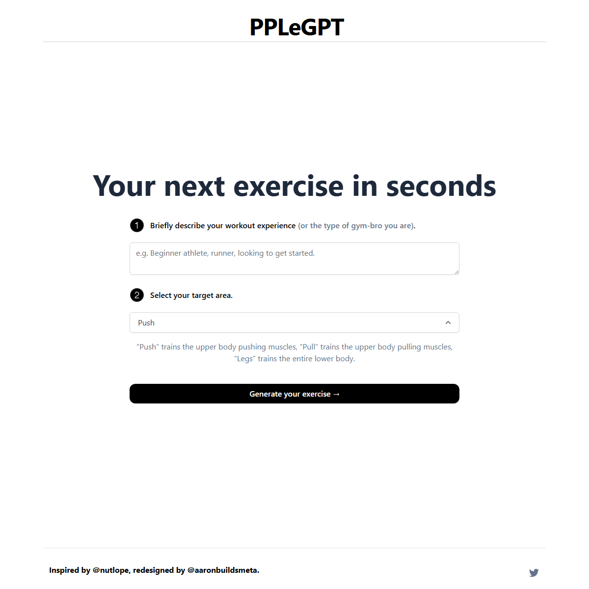PPLEGPT - fitness Tool Screenshot