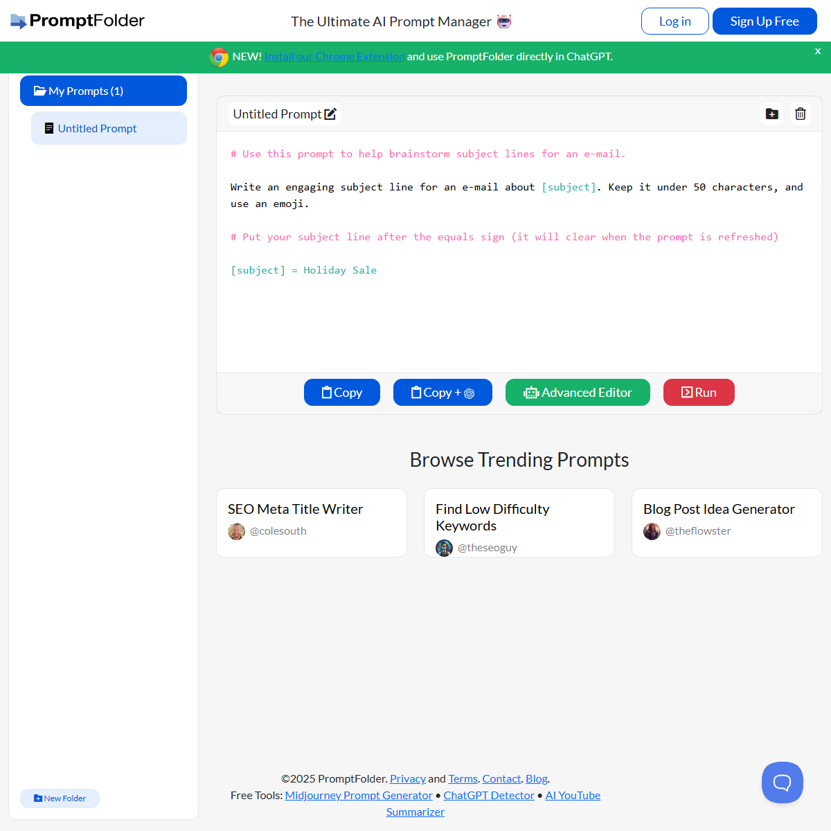 PromptFolder - prompt generators Tool Screenshot