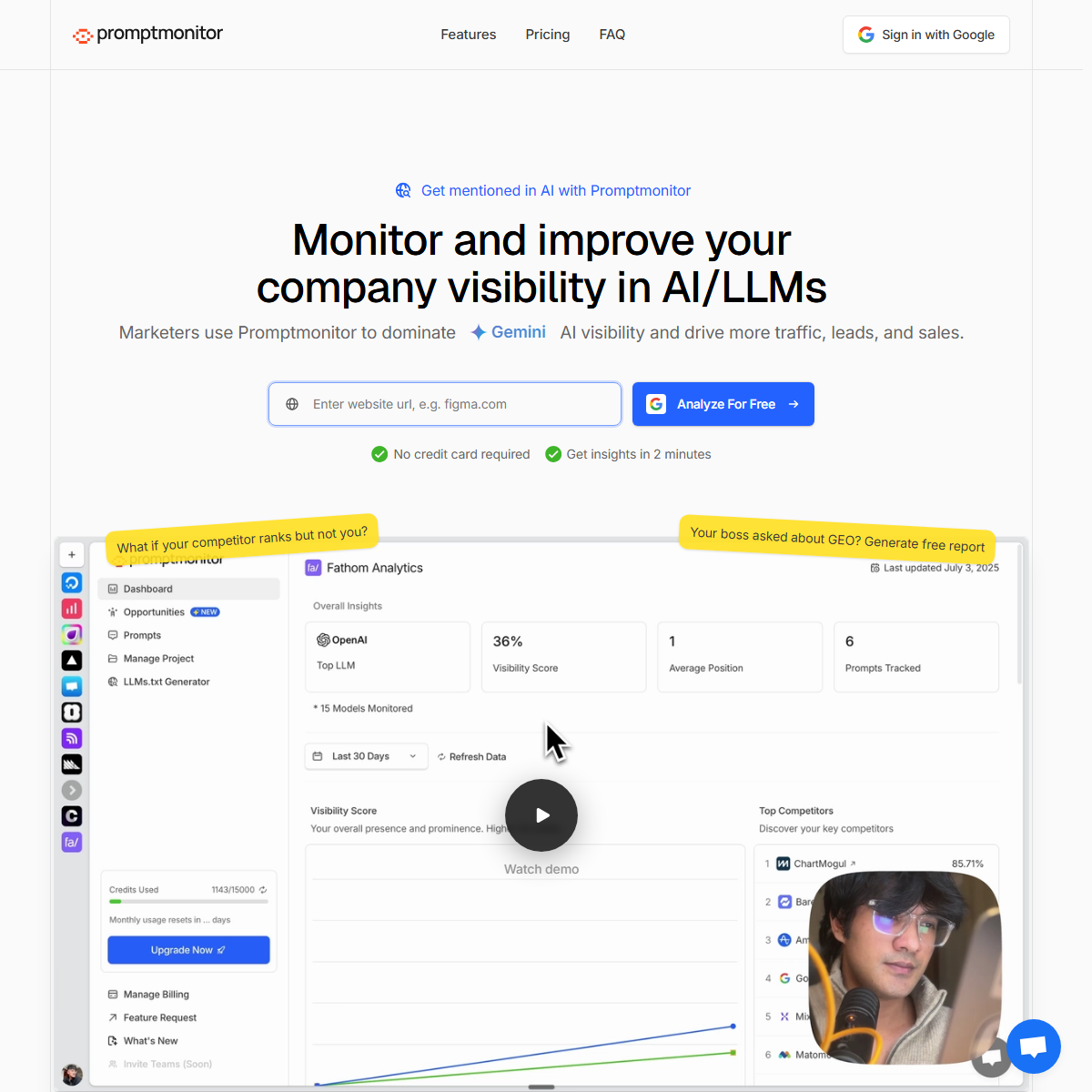 Promptmonitor - marketing Tool Screenshot