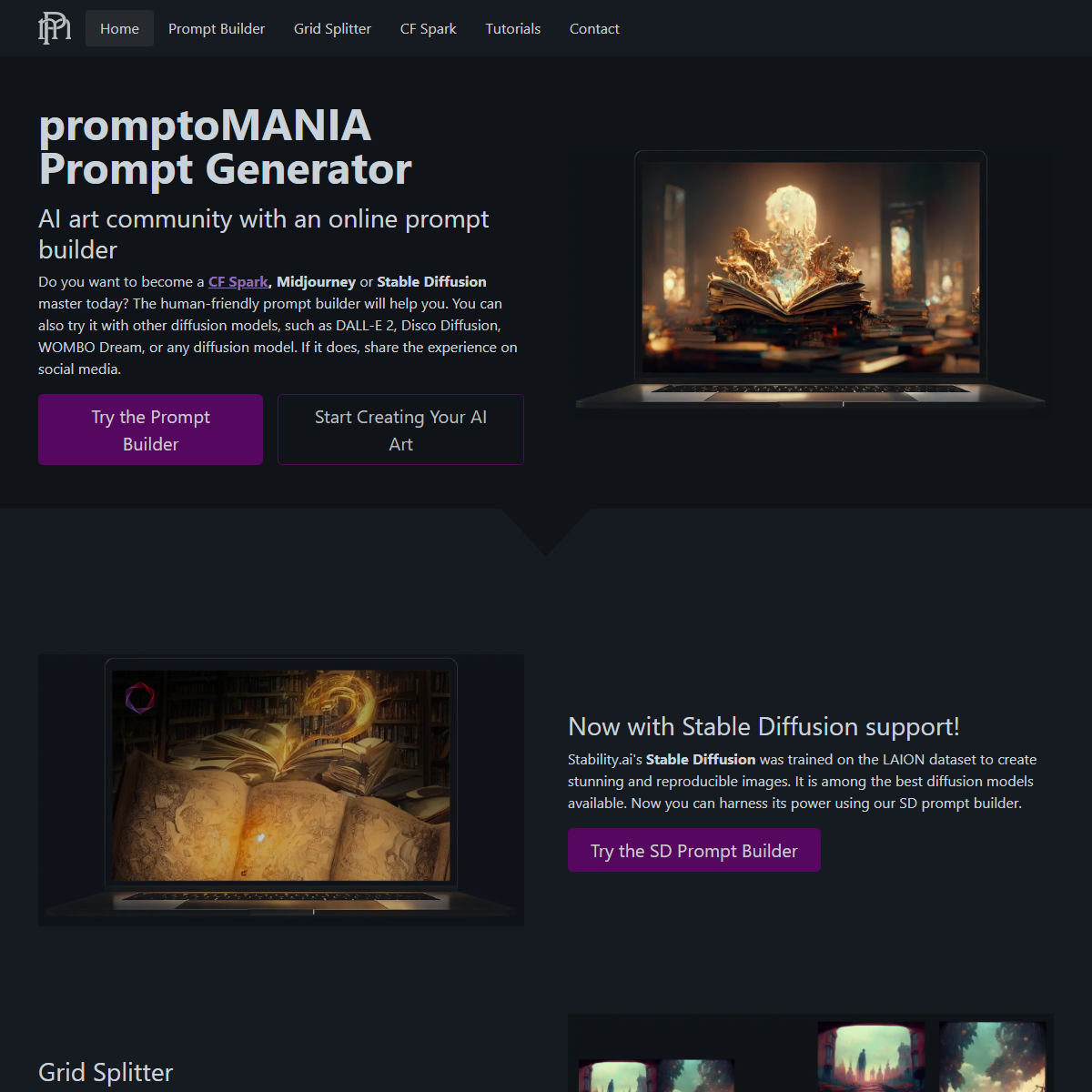 Promptomania - Professional prompt generators Tool Interface Screenshot