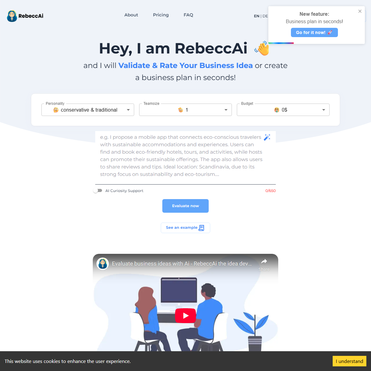 RebeccAI - startup tools Tool Screenshot
