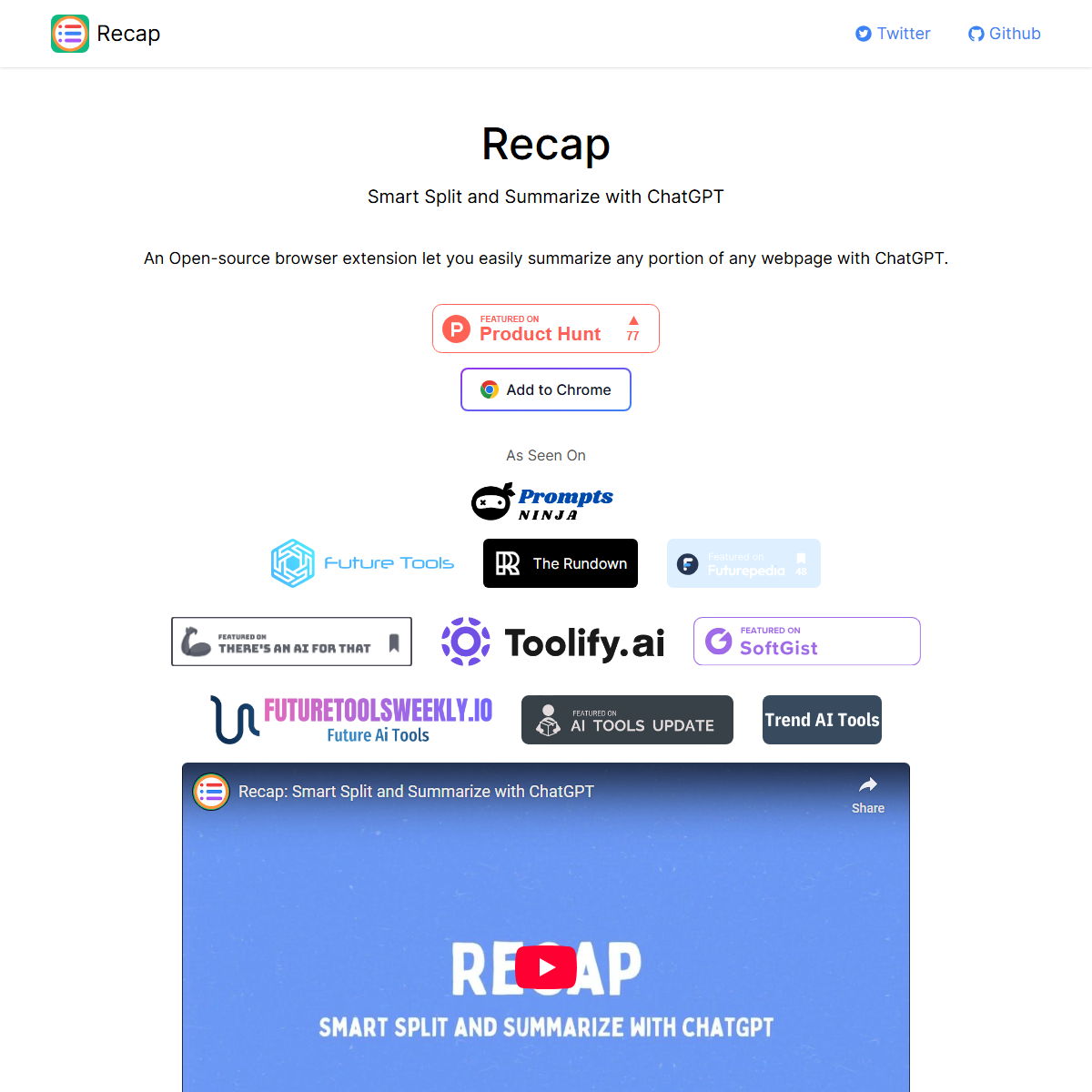 Recapext - summarizer Tool Screenshot
