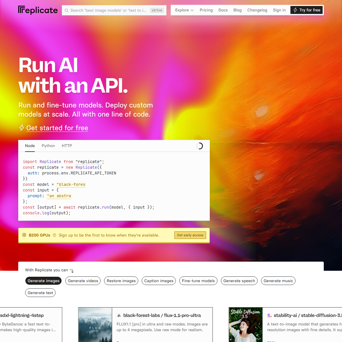 Replicate - AI agents Tool Screenshot