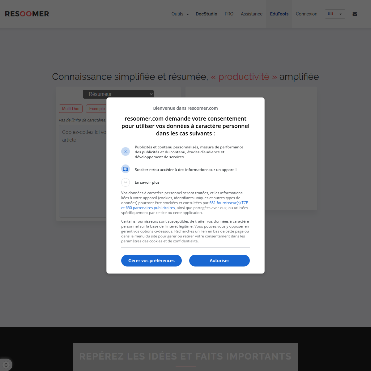 Resoomer - summarizer Tool Screenshot