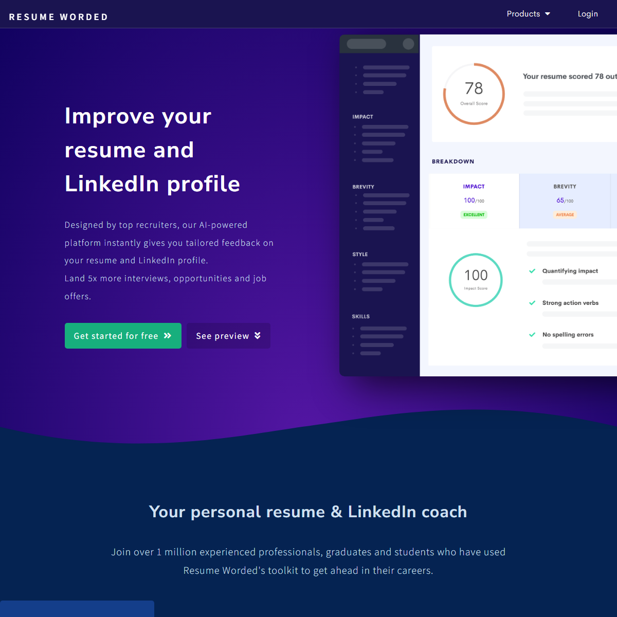 Resume Worded - human resources Tool Screenshot