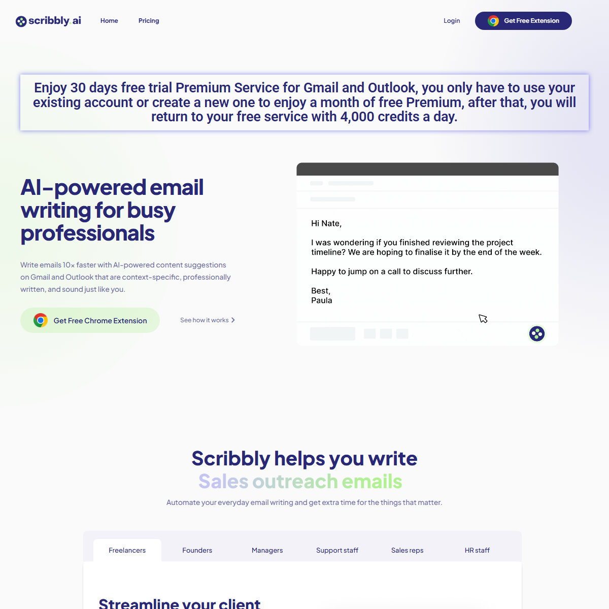 Scribbly - email assistant Tool Screenshot