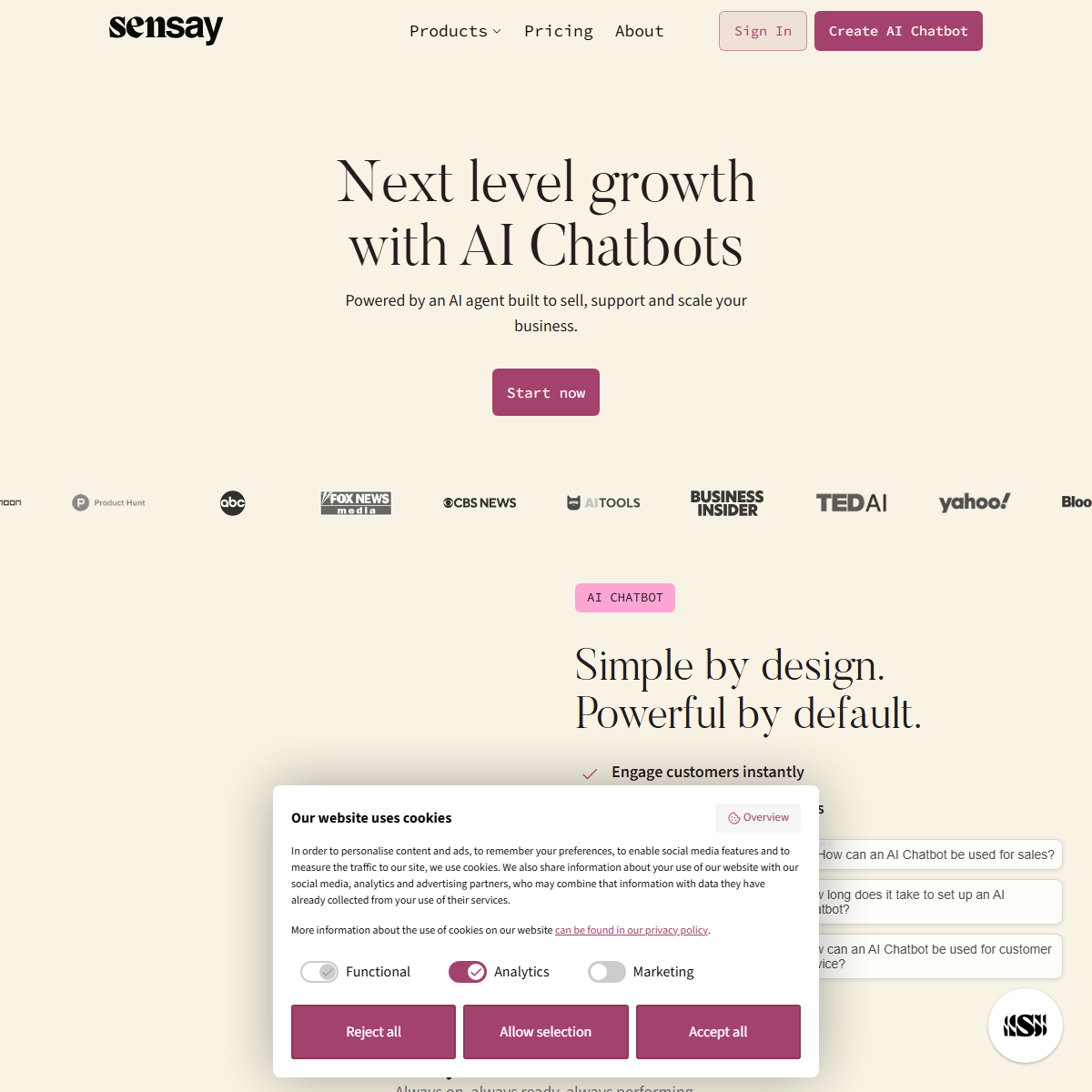 Sensay - AI chatbots Tool Screenshot