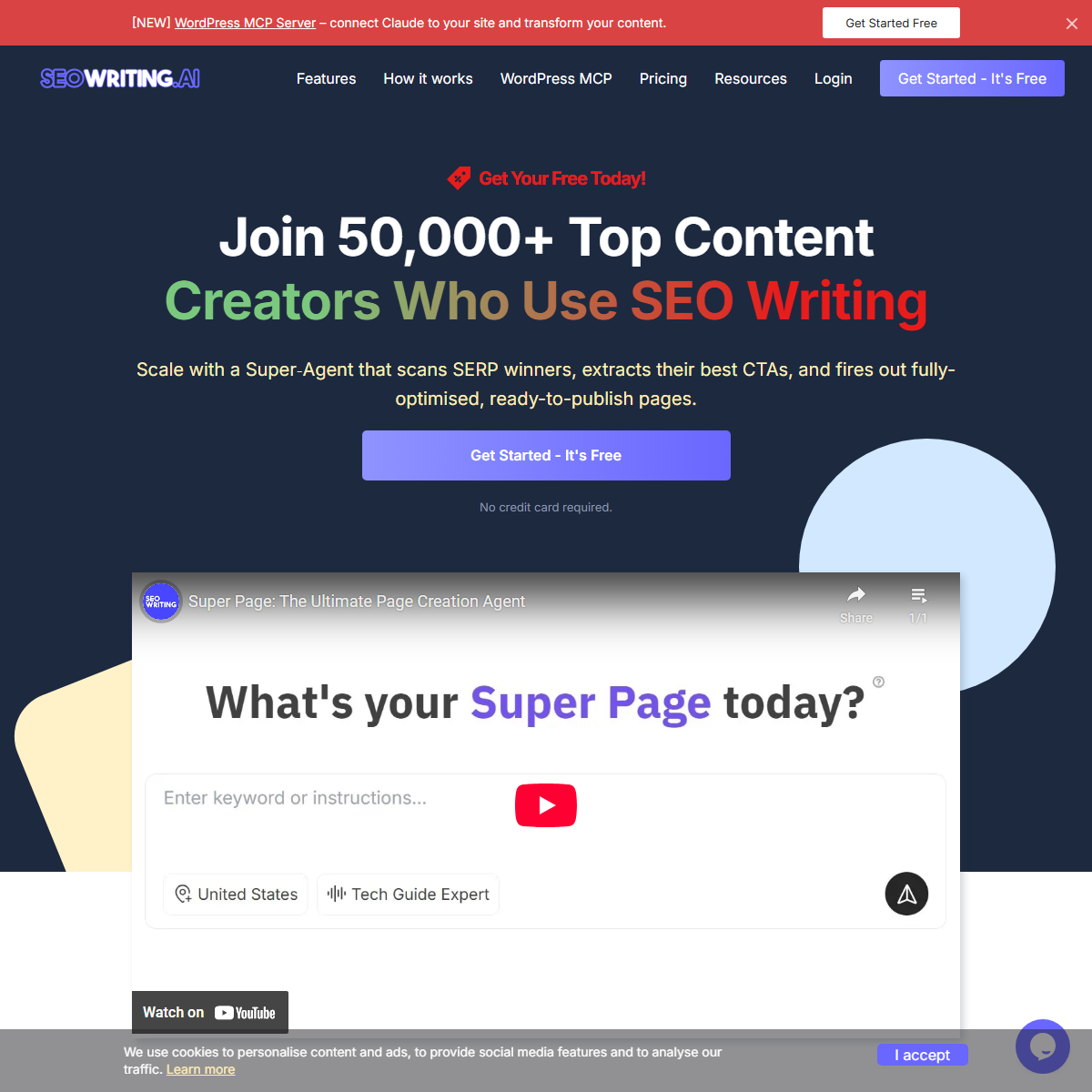 SEOWriting AI - Professional SEO Tool Interface Screenshot