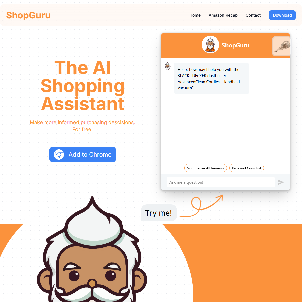Shop Guru AI - personal assistant Tool Screenshot