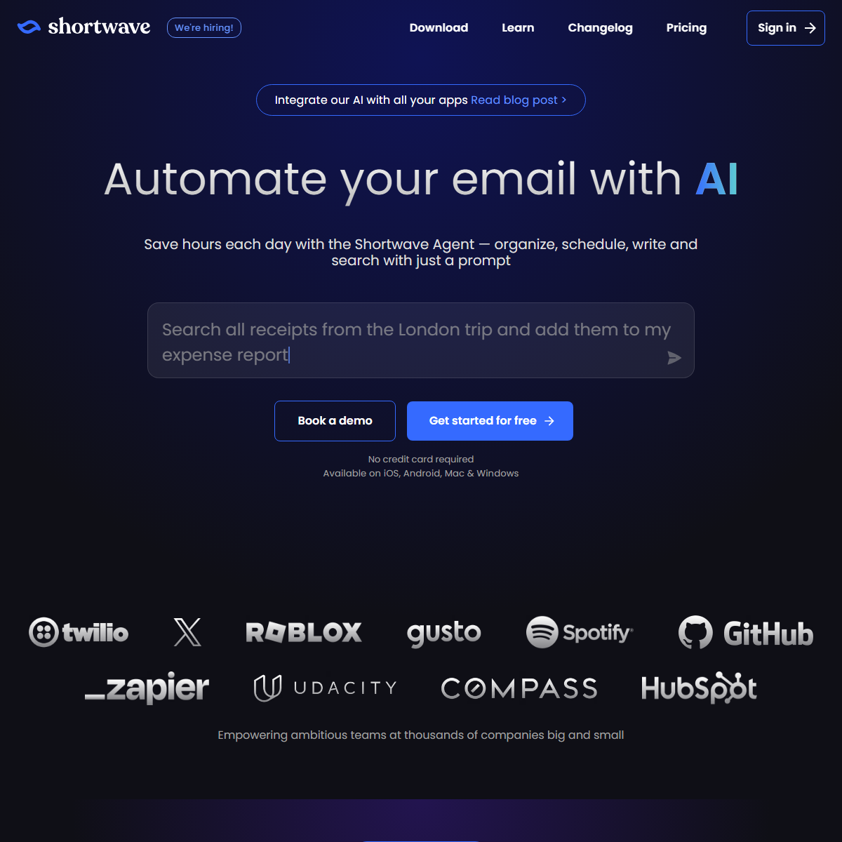 Shortwave - email assistant Tool Screenshot