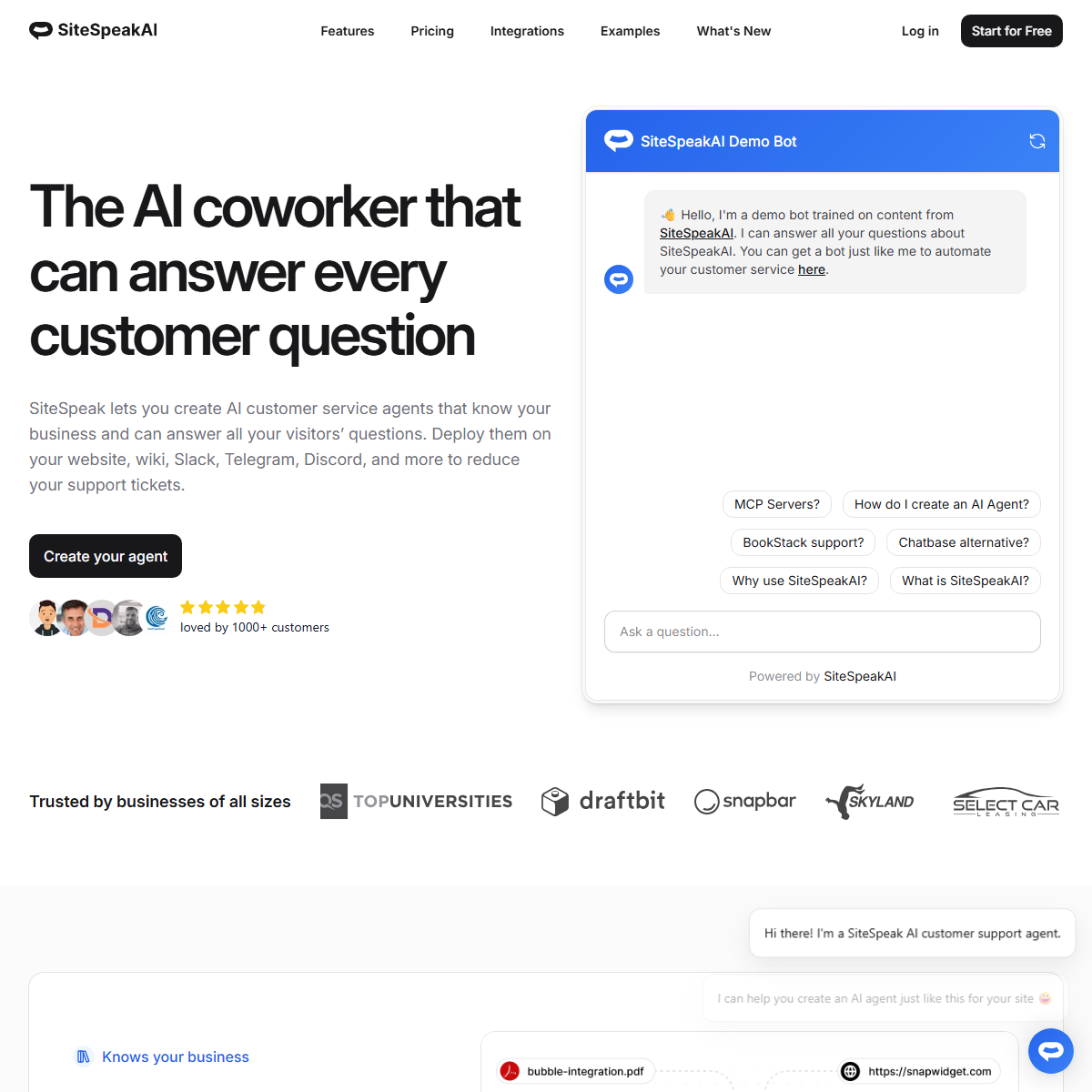 SiteSpeakAI - customer support Tool