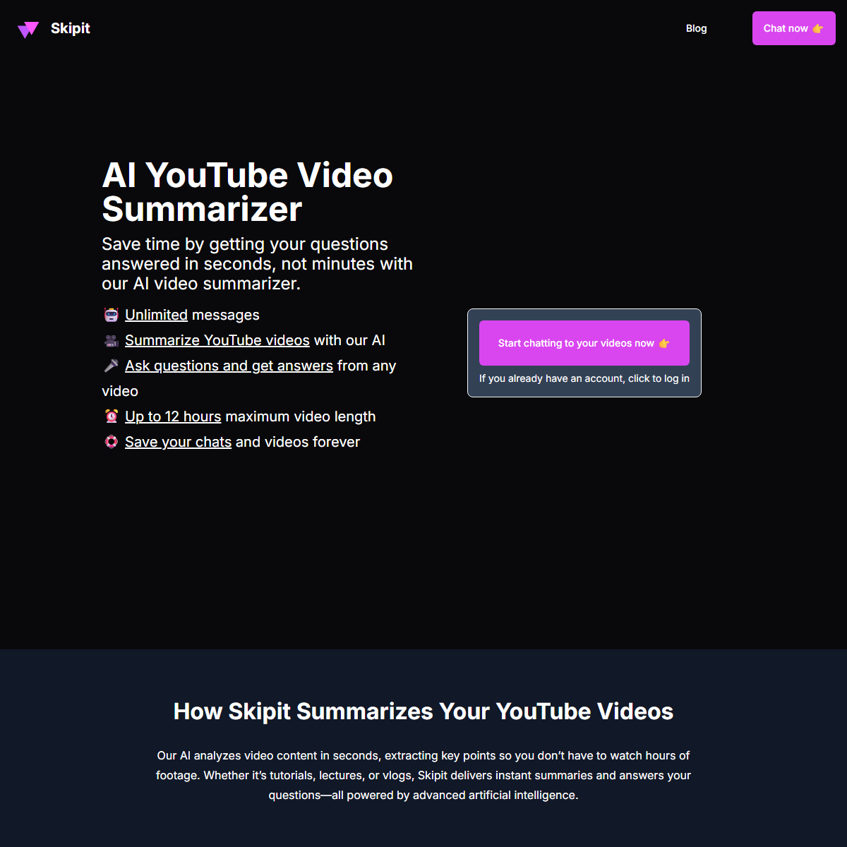 Skipit.ai - summarizer Tool Screenshot