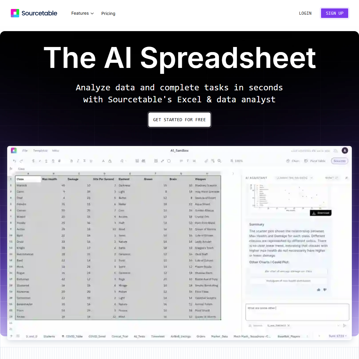 Sourcetable - spreadsheets Tool Screenshot