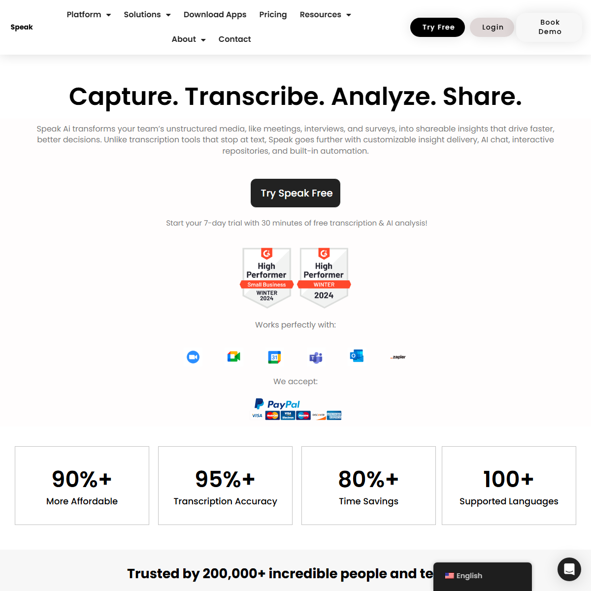 Speak AI - transcriber Tool Screenshot