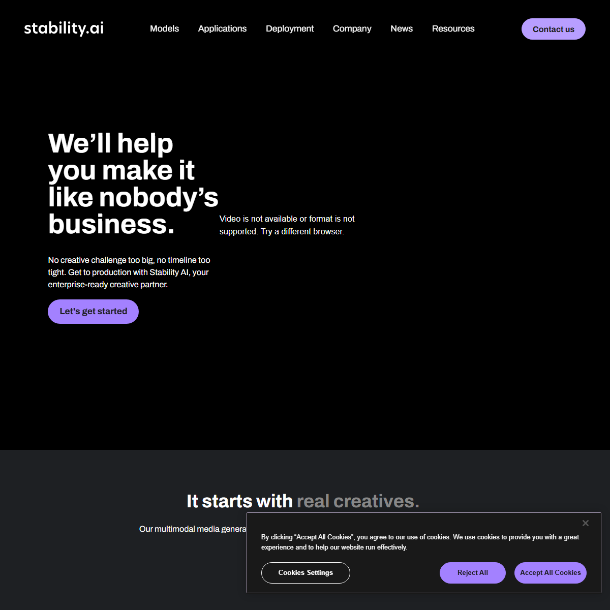 Stability - video generators Tool Screenshot