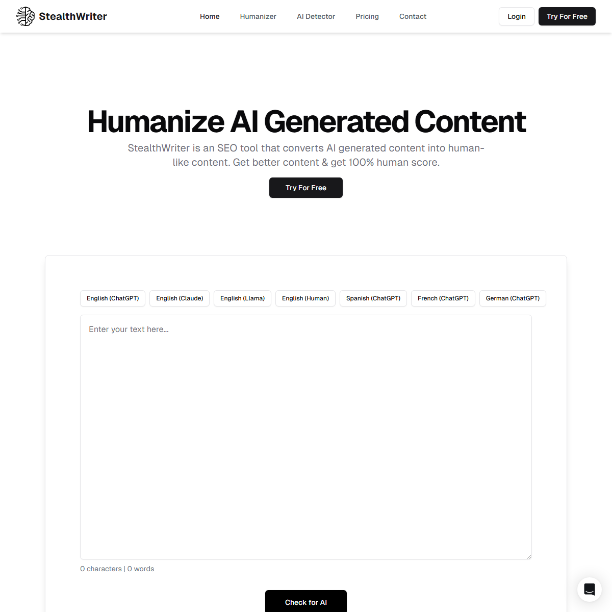 Stealthwriter - paraphrasing Tool Screenshot