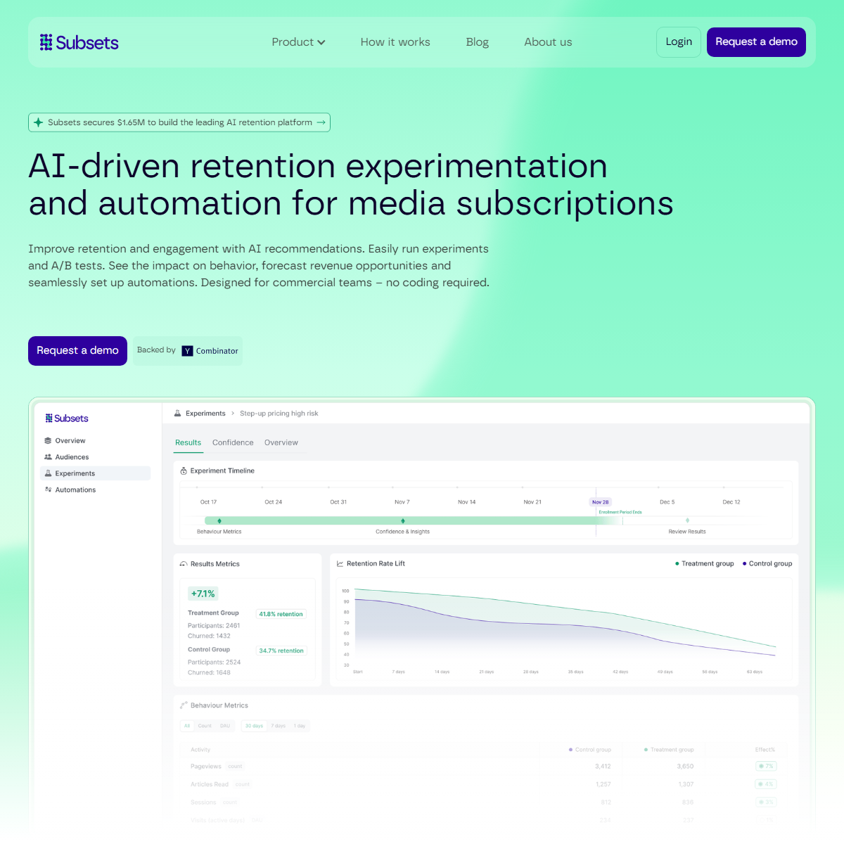 Subsets - customer support Tool Screenshot