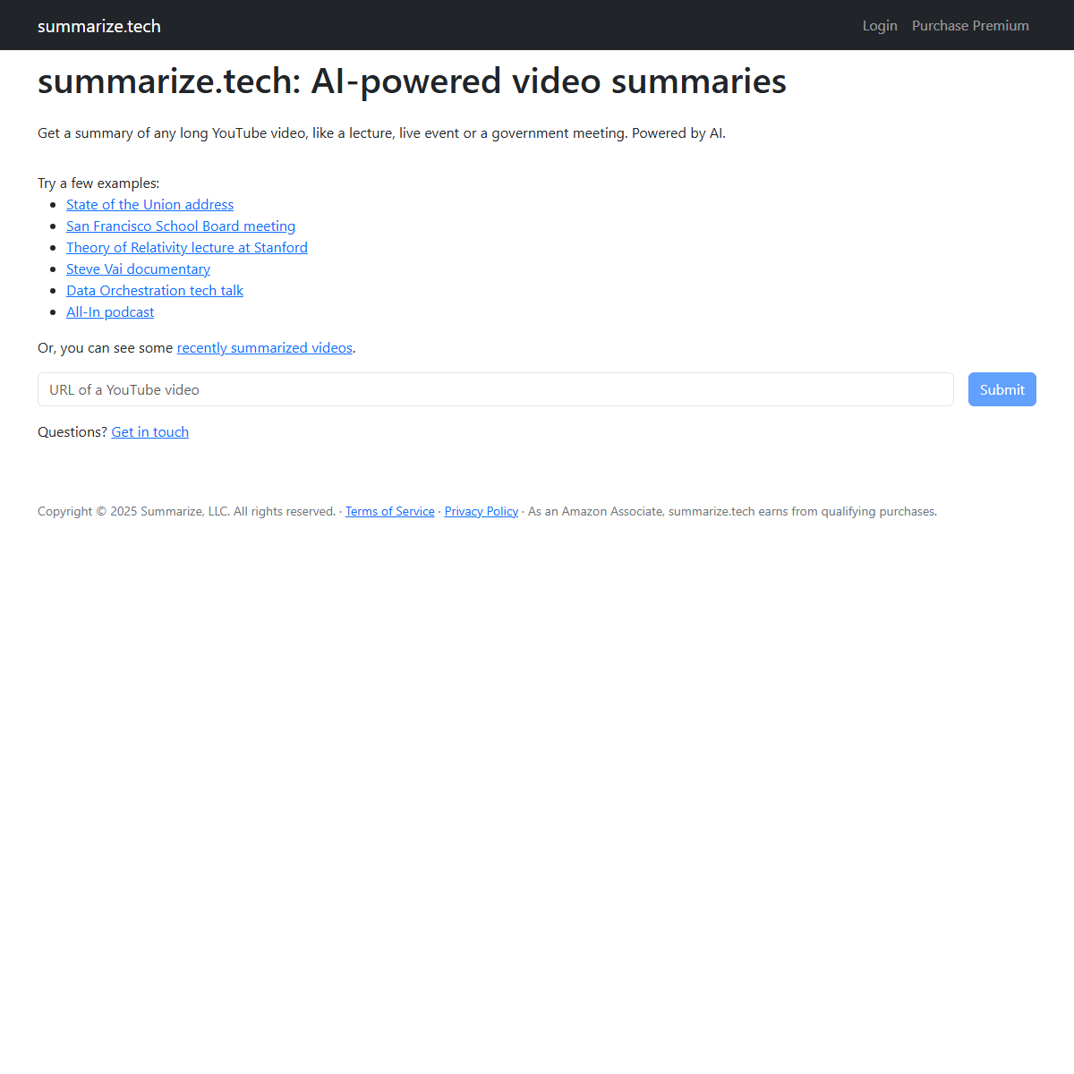 Summarize Tech - summarizer Tool Screenshot