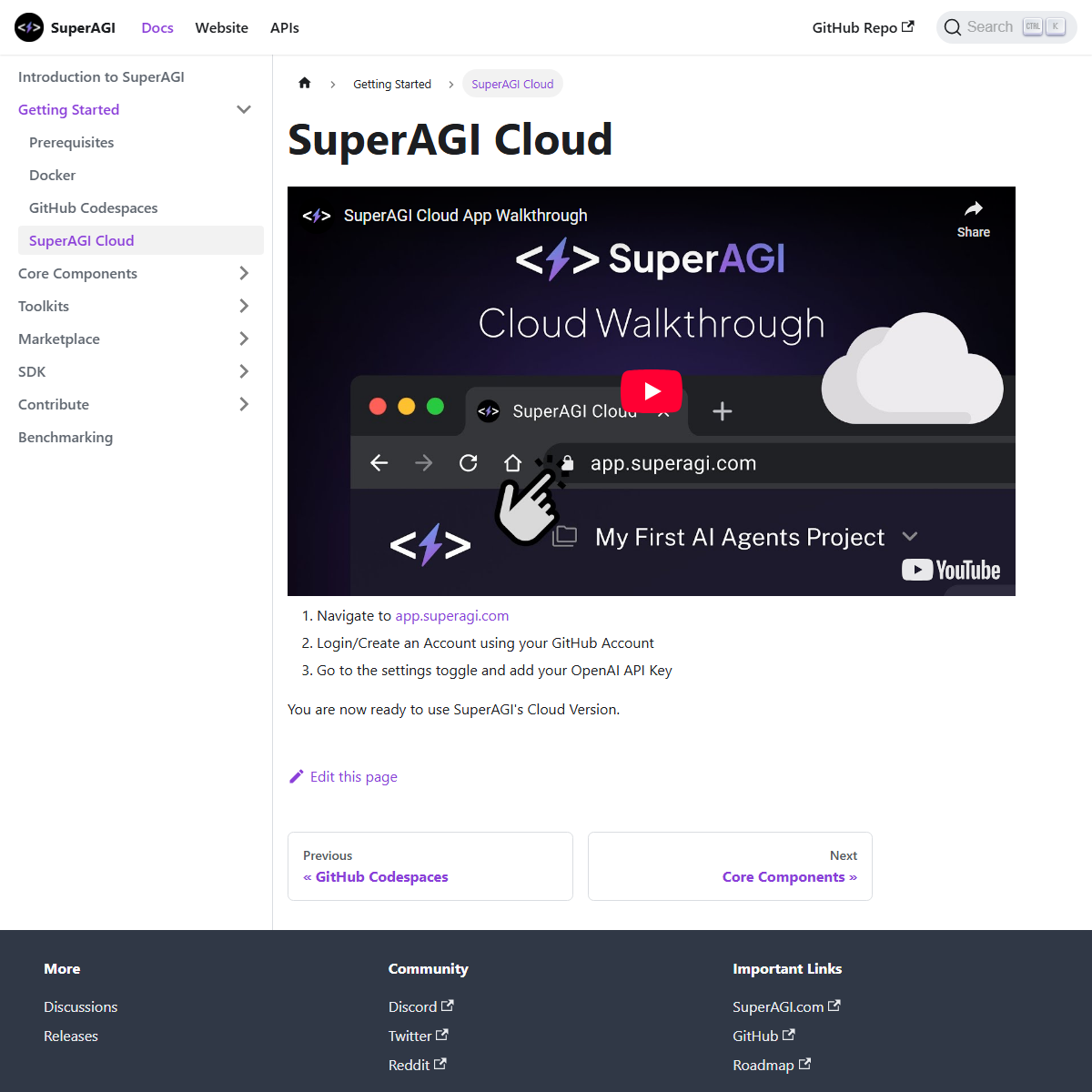 SuperAGI Cloud - AI agents Tool Screenshot