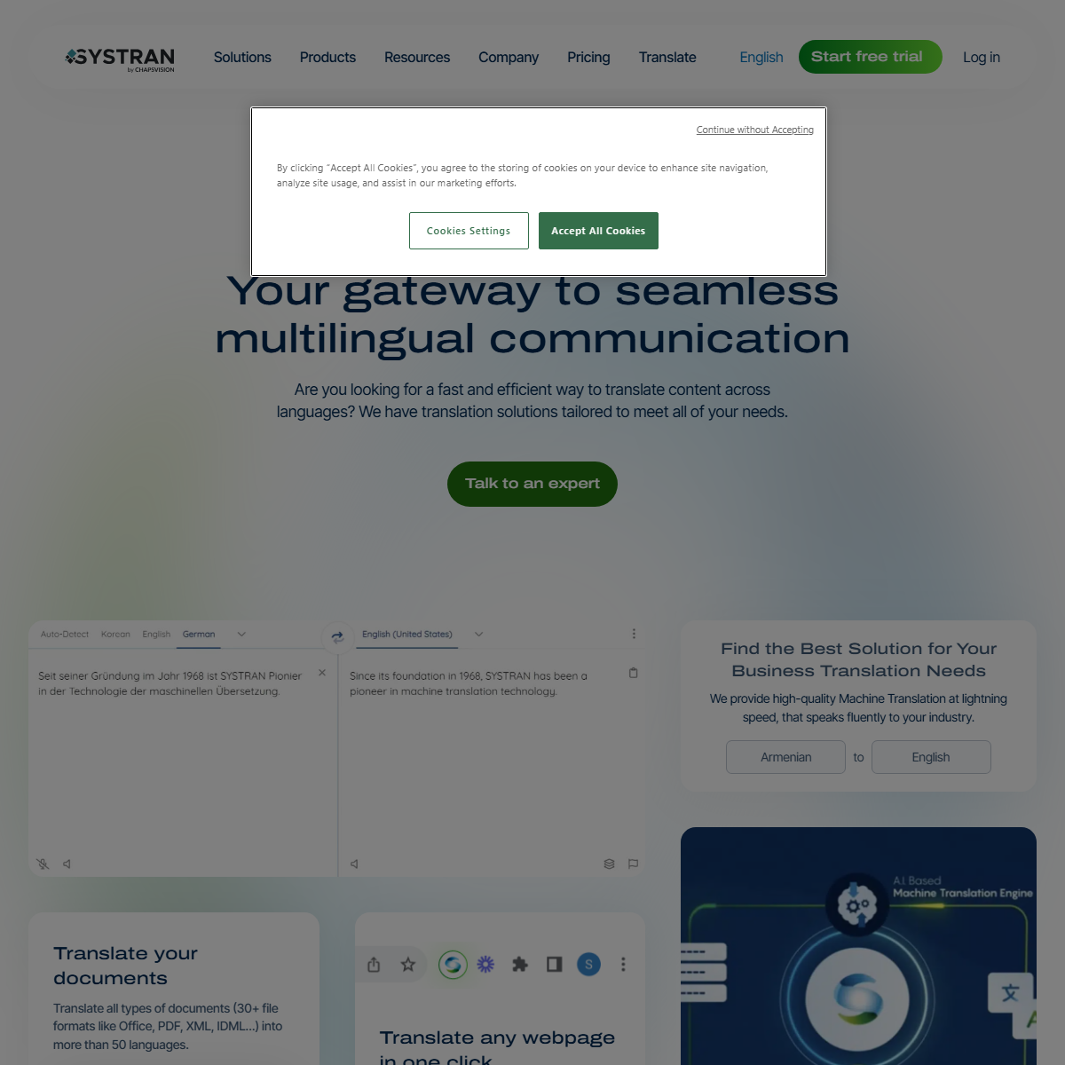 SYSTRAN - translator Tool Screenshot