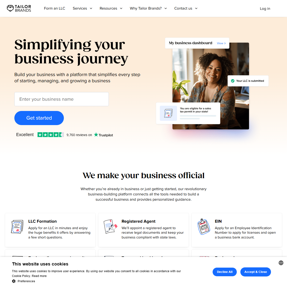 Tailor Brands - startup tools Tool Screenshot